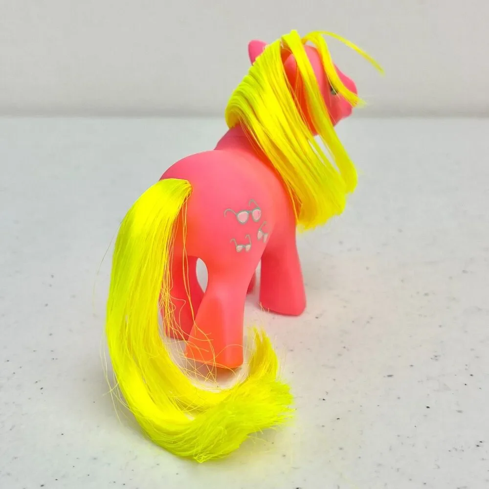 Vintage G1 My Little Pony Baby Shady BBE Pink Yellow w/ Accessories Hasbro 1986